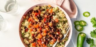 Quick Black Bean Chili Over Lime Couscous